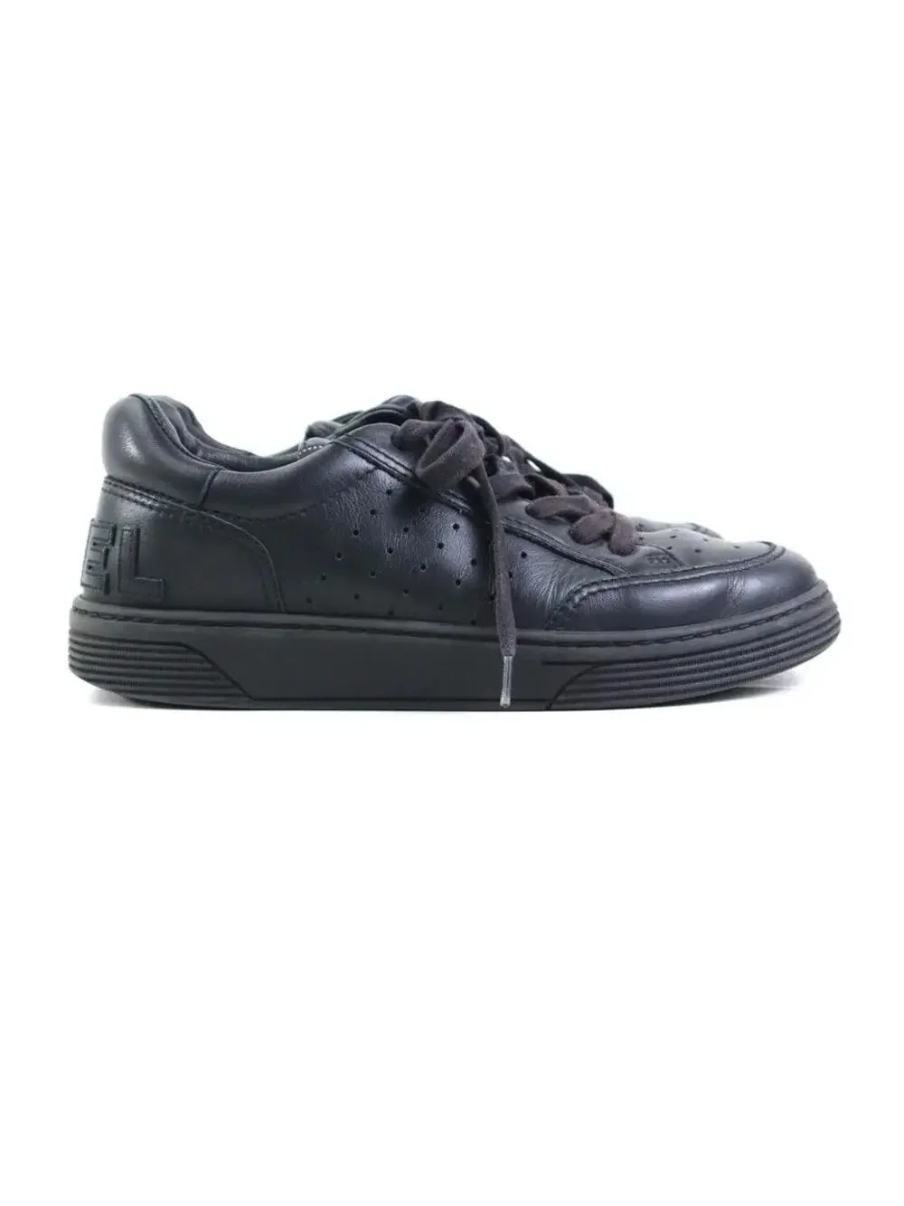 Auth Chanel Sneakers Black Leather - #302903C33B